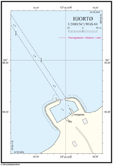 Kort over Hjortø Havn og havnegrænser