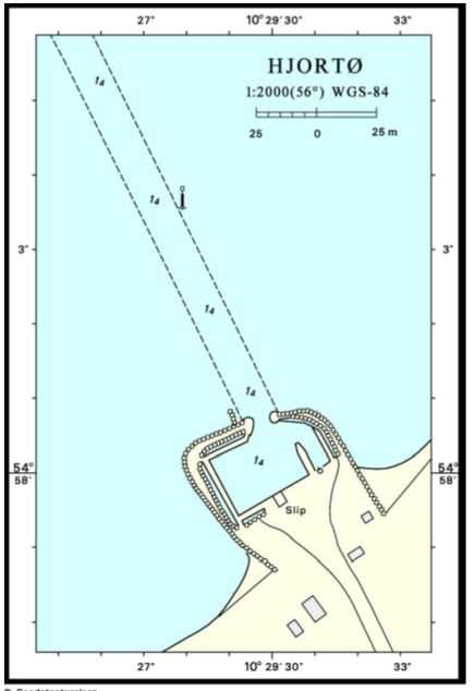 Kort over Hjortø Havn og havnegrænser